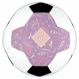 Bola De Futebol Florais e Arcos Roxos Delicados
