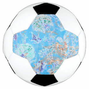 Bola De Futebol Floral pastel azul fofo