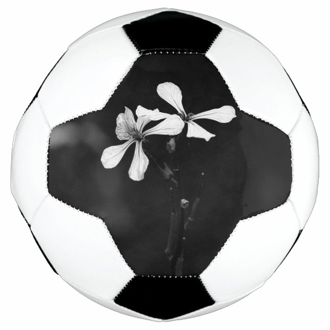 Bola De Futebol floral preto e branco mínimo (Frente)