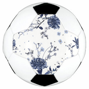 Bola De Futebol Flores azuis