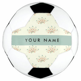 Bola De Futebol Flores Azuis e Vermelhas, Azul, Seu Nome