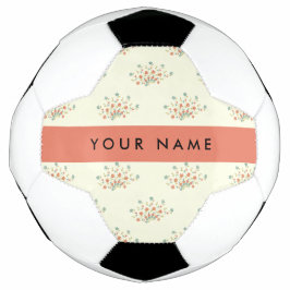 Bola De Futebol Flores Azuis e Vermelhas, Vermelho, Seu Nome