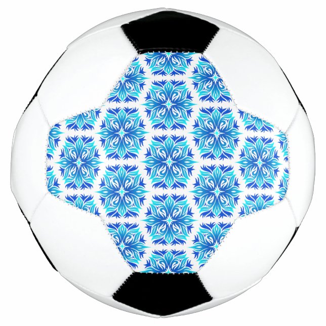 Bola De Futebol Flores Azuis, Padrão De Flores, Padrão Floral (Frente)