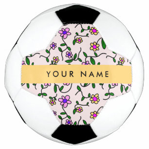 Bola De Futebol Flores Coloridas, Fundo Rosa, Amarelo