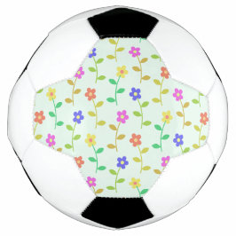 Bola De Futebol Flores Coloridas, Padrão Floral, Verde, Boho