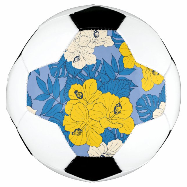 Bola De Futebol Flores e folhas de hibisco (Frente)
