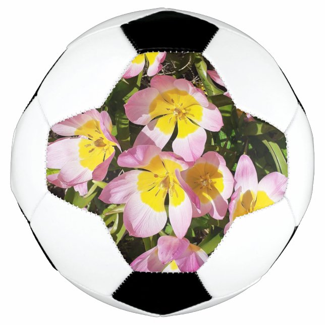 Bola De Futebol Flores Rosa e Amarelo (Frente)