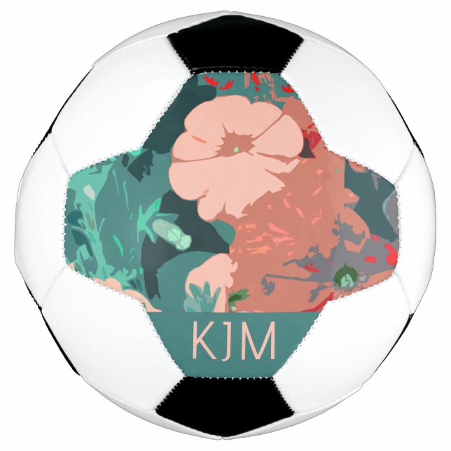 Bola De Futebol Flores Selvagens Monogramas Moças Florais Equipe P (Frente)