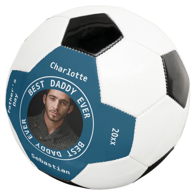 Bola De Futebol Foto personalizada do melhor Dia de os pais do Pai (Três quartos)