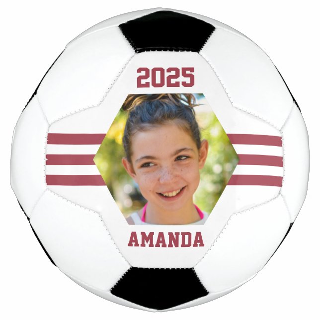 Bola De Futebol Fotografia Personalizada Guarda-Fotografias Vermel (Frente)