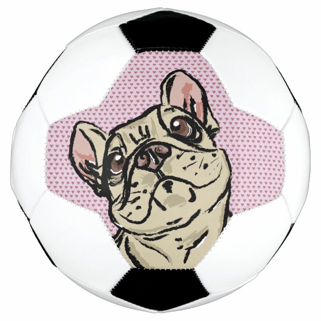 Bola De Futebol Frenchie Hearts (Frente)