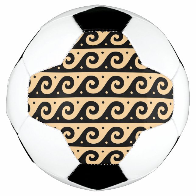 Bola De Futebol Fret Grego, Padrão de Onda Mediterrânica, Castanho (Frente)