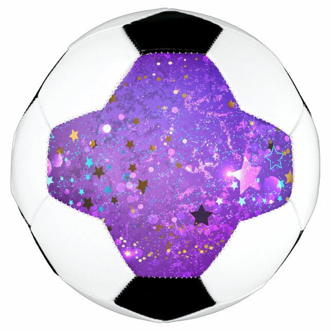 Bola De Futebol Fundo de folhas roxas com estrelas (Frente)