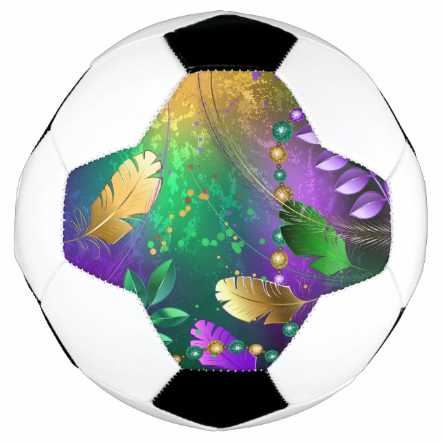 Bola De Futebol Fundo márdi iridescente com miçangas (Frente)