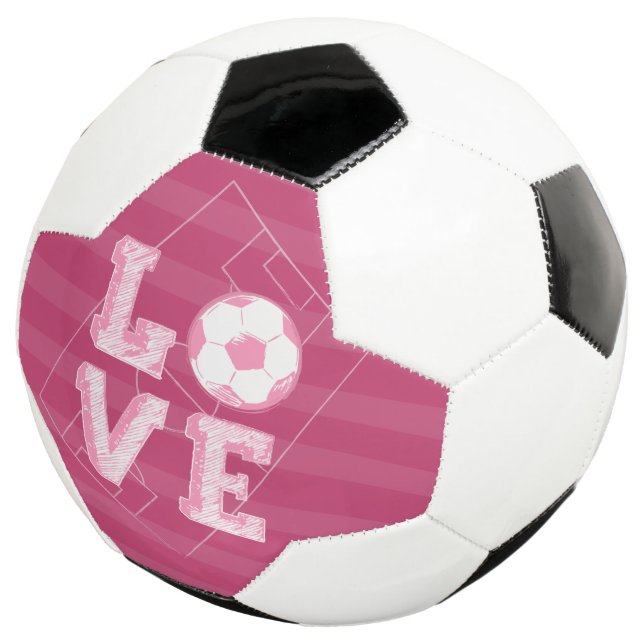 Bola De Futebol Futebol de Amor Rosa Escrito (Três quartos)