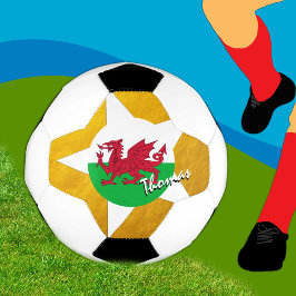 Bola De Futebol Futebol do País de Gales e Dourada bandeira galesa