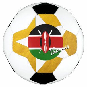 Bola De Futebol Futebol do Quênia e bandeira do Quênia Dourada