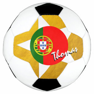 Bola De Futebol Futebol e bandeira portuguesa Dourada