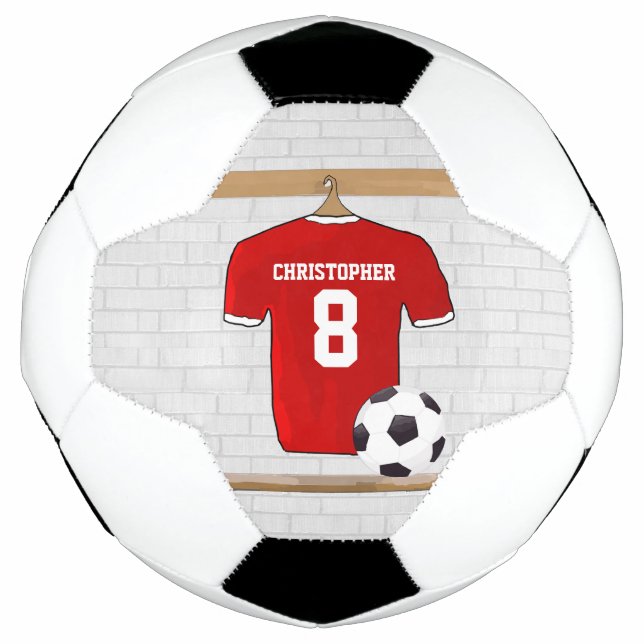 Bola De Futebol Futebol Red e White Personalizado Jersey (Frente)