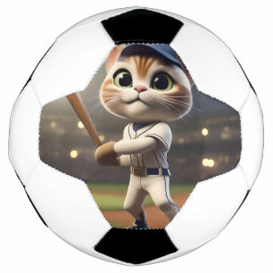 Bola De Futebol Gato Engraçado De Beisebol Em 3D,