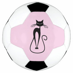 Bola De Futebol Gato preto magro e caprichoso rosa