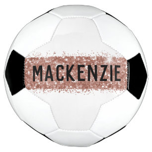 Bola De Futebol Girly Rosa Dourado Pink Sparkly Monographic Name