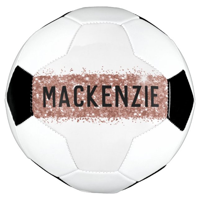 Bola De Futebol Girly Rosa Dourado Pink Sparkly Monographic Name (Invertido)