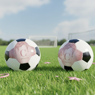 Bola De Futebol Glitter Monograma de Disjunção Dourada Girassol