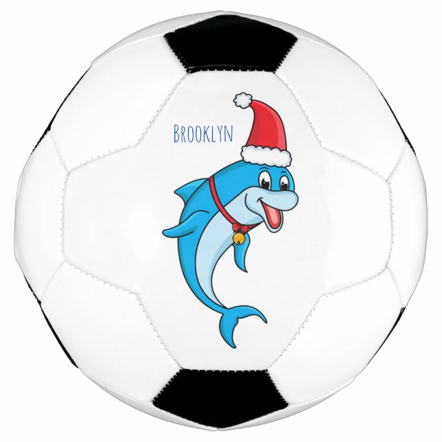 Bola De Futebol Golfinho bonito com desenho animado de Papai Noel (Frente)