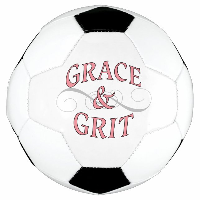 Bola De Futebol Grace & Grit em rosa e Cinza (Frente)