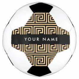 Bola De Futebol Grego Meander Key Brown, Seu Nome Personalizar