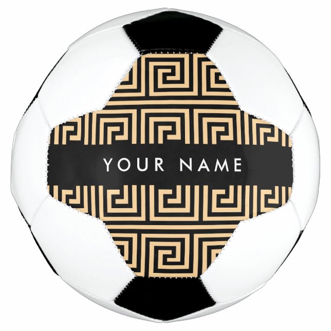 Bola De Futebol Grego Meander Key Brown, Seu Nome Personalizar (Frente)