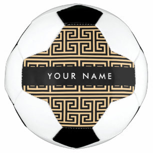 Bola De Futebol Grego Meander Key H Brown, Seu Nome Personalizar