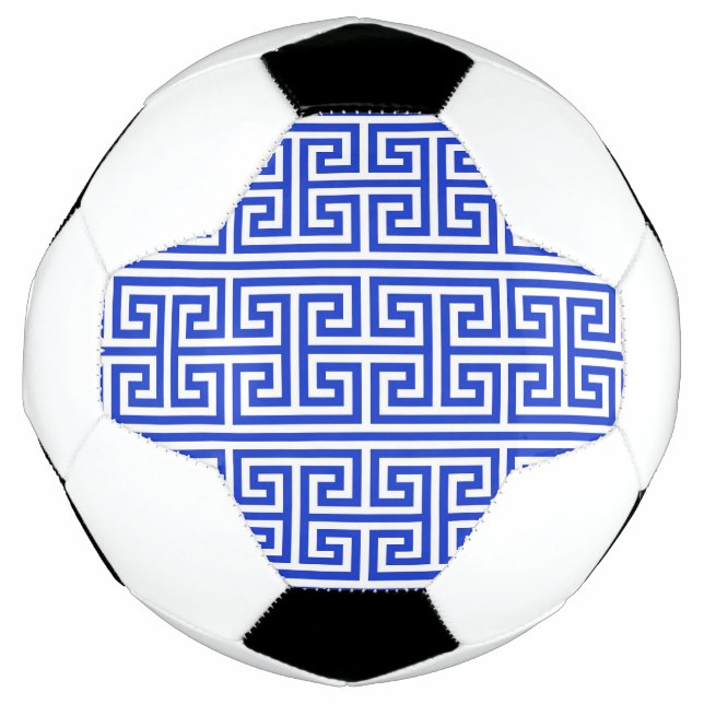 Bola De Futebol Grego Meander Key Square H Patterno Blue (Frente)