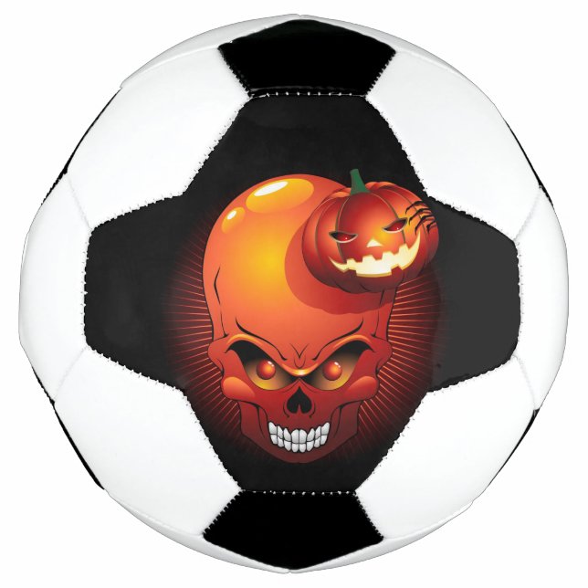 Bola De Futebol Halloween Skull e Pumpkin (Frente)