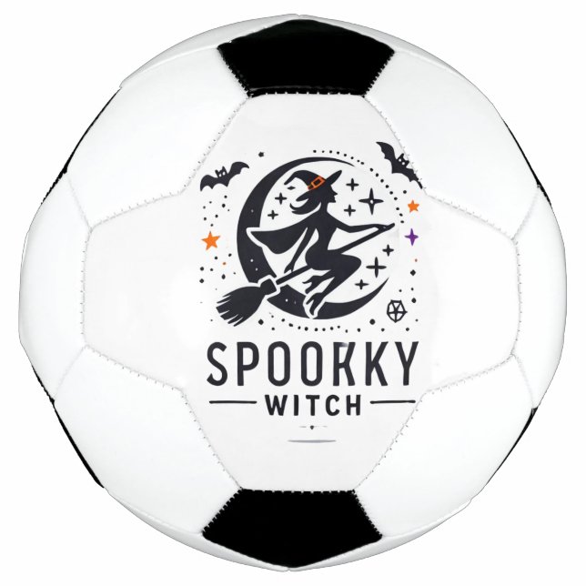 Bola De Futebol Halloween Spooky Witch Design - Voando na Broom (Frente)