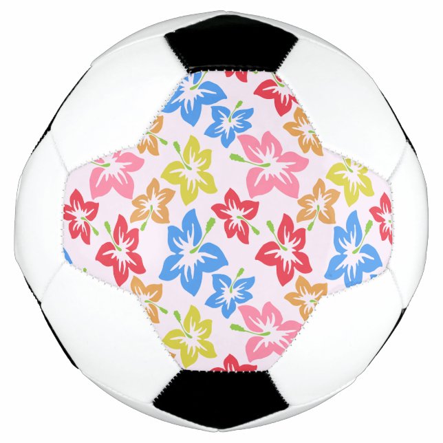 Bola De Futebol Hibisco Colorido, Padrão De Flores (Frente)
