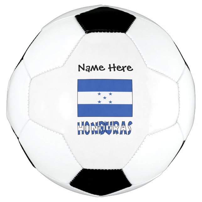 Bola De Futebol Honduras e Sinalizador hondurenho com seu nome Fut (Frente)