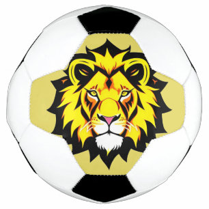 Bola De Futebol Ilustração de Cabeça de Leão com Detalhe Intricado