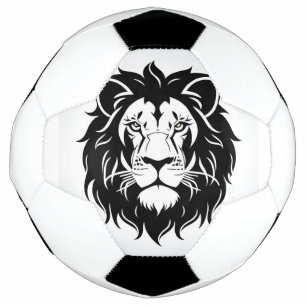 Bola De Futebol Ilustração de Cabeça de Leão com Detalhe Intricado