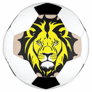 Bola De Futebol Ilustração de Cabeça de Leão de Desenho Animado em