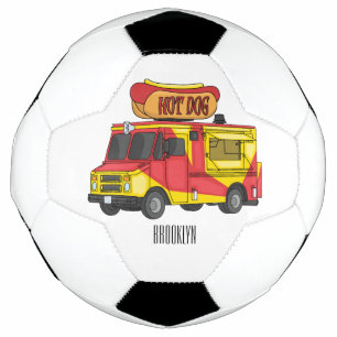 Bola De Futebol Ilustração de desenho animado de caminhão com comi