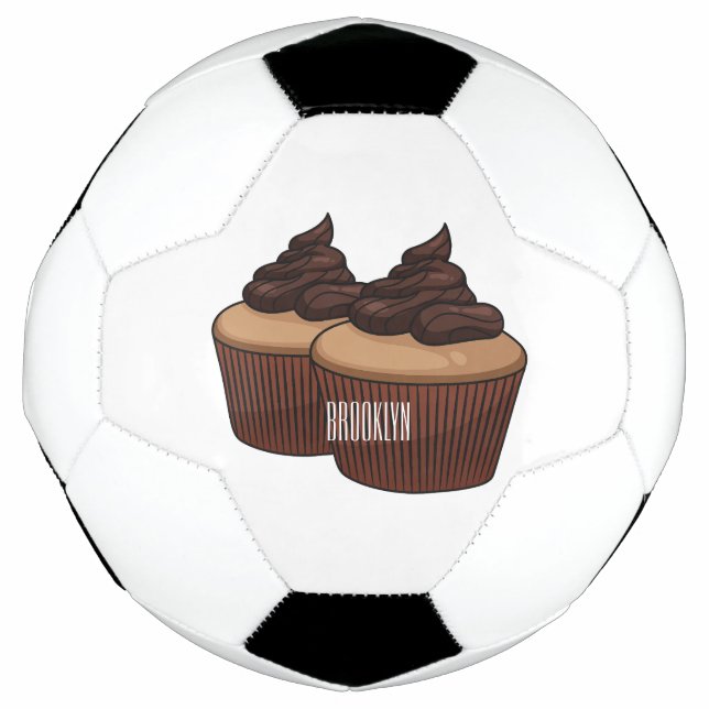 Bola De Futebol ilustração de desenho animado de cupcake (Frente)