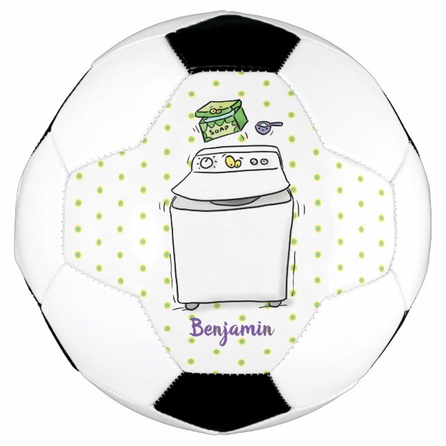 Bola De Futebol Ilustração de desenho animado de máquina de lavar  (Frente)
