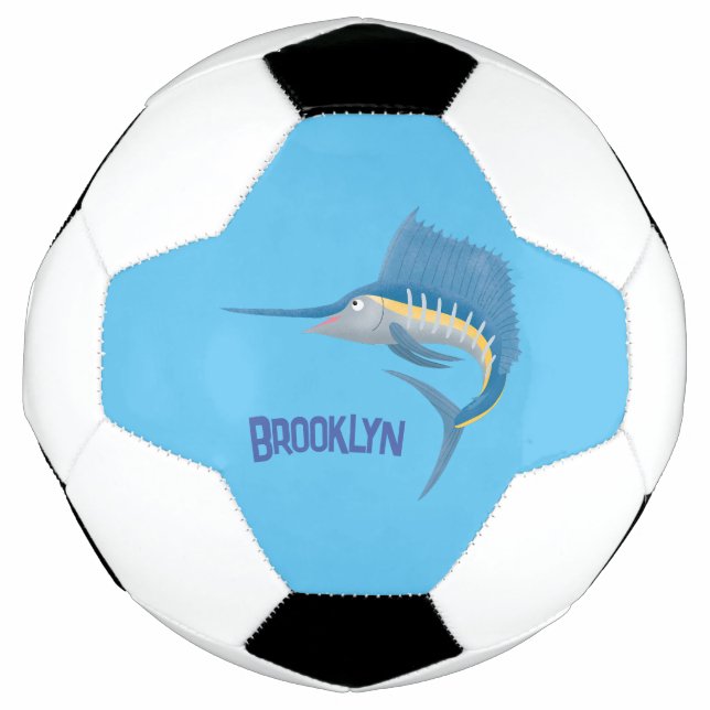 Bola De Futebol Ilustração de desenho animado de peixe-espada (Frente)