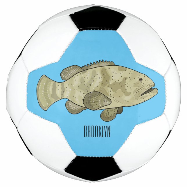 Bola De Futebol Ilustração de desenho animado de peixe-grua (Frente)