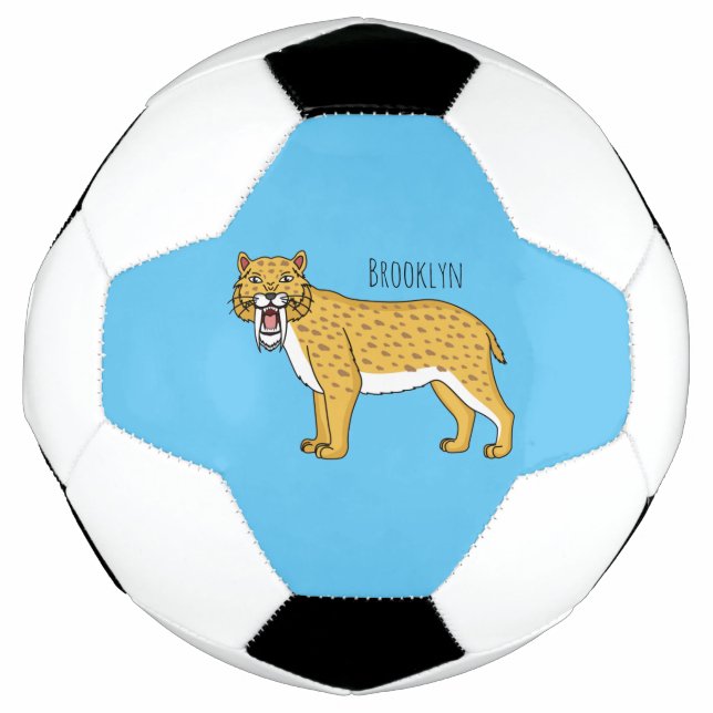 Bola De Futebol Ilustração de tigre com dentes de Saber (Frente)