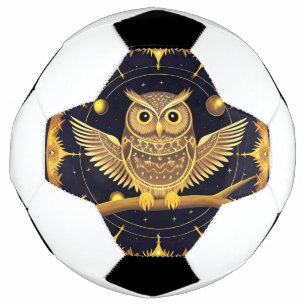 Bola De Futebol Ilustração Elegante de Coruja Noturna