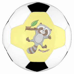 Bola De Futebol Imagem de desenho animado de bebê guaxinim feliz 