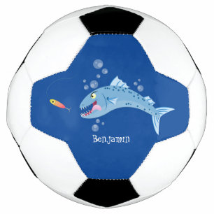 Bola De Futebol Imagem de desenho animado de pesca com fome de pei